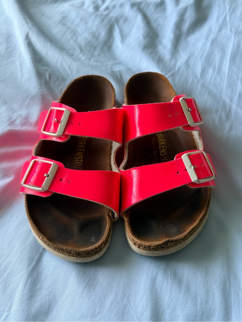 Birkenstock Arizona Patent Neon Pink Birko-Flor Sandals Slide EU 36 US 5-5.5